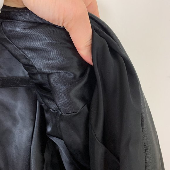 Vintage Russel Lawrence black oversized open leather jacket cuff sleeve medium - Picture 6 of 8